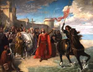 Alfonso X el Sabio tomando posesión del mar después de la conquista de Cádiz. Matías Moreno. 1866.